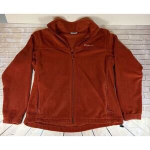 Columbia Women Orange Long Sleeve Zip Up Fleece Jacket Large